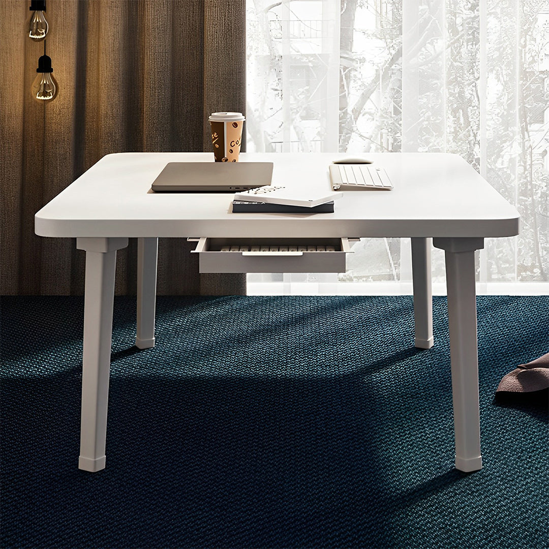 SOGA White Portable Floor Table Small Square Space-Saving Mini Desk Home Decor • LUZ-FloorTable501