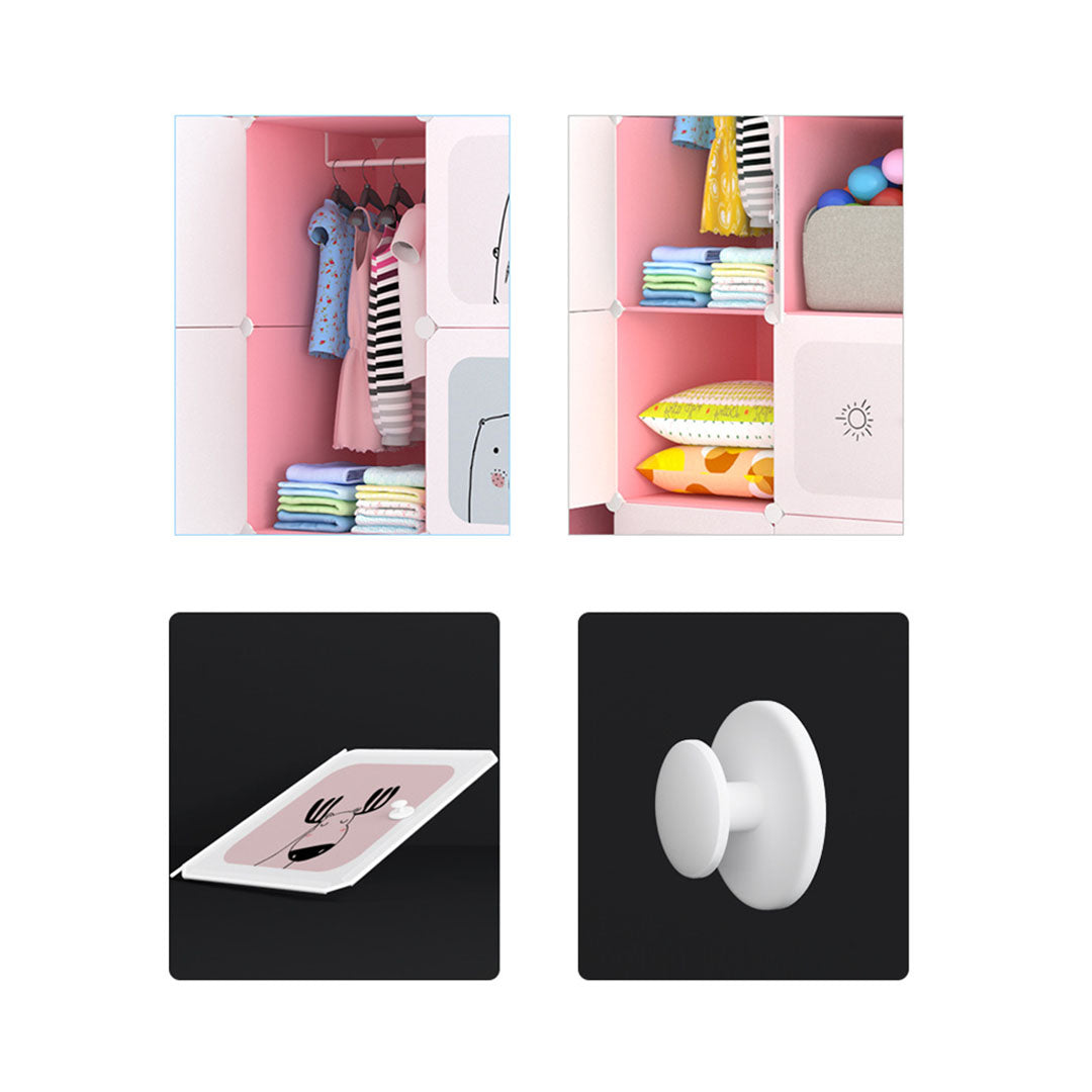 SOGA 6 Cubes Pink Portable Wardrobe Divide-Grid Modular Storage Organiser Foldable Closet • LUZ-Wrobe1772