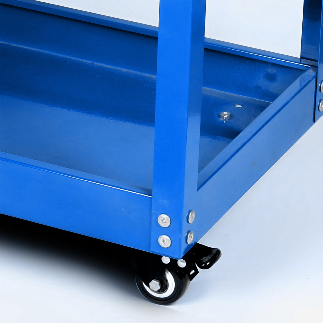 SOGA 2X 3 Tier Tool Storage Cart Portable Service Utility Heavy Duty Mobile Trolley with Hooks Blue • LUZ-ToolCart608X2