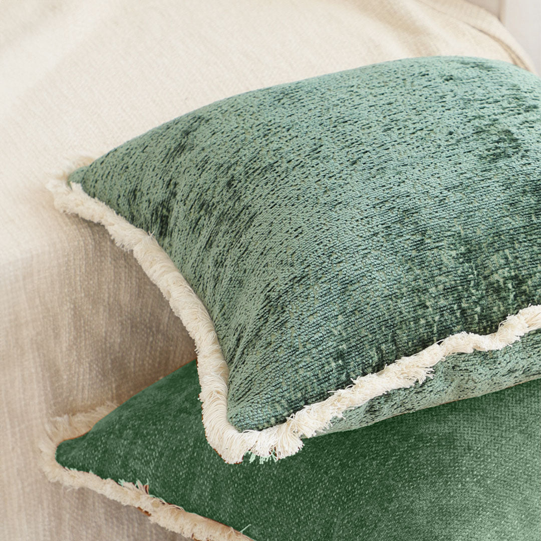 SOGA 45cm Jade Green Home aesthetic chenille texture tassel square Throw Pillow • LUZ-FrenchCushion244