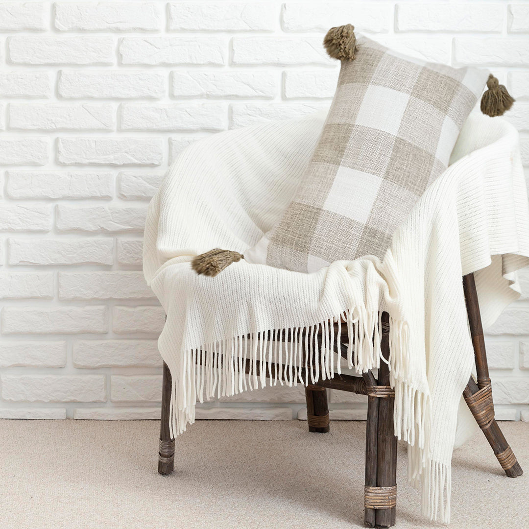SOGA 35CM Pillow Lumbar Cover Decorative Plaid Farmhouse Cushion Throw Pillow • LUZ-FrenchCushion204