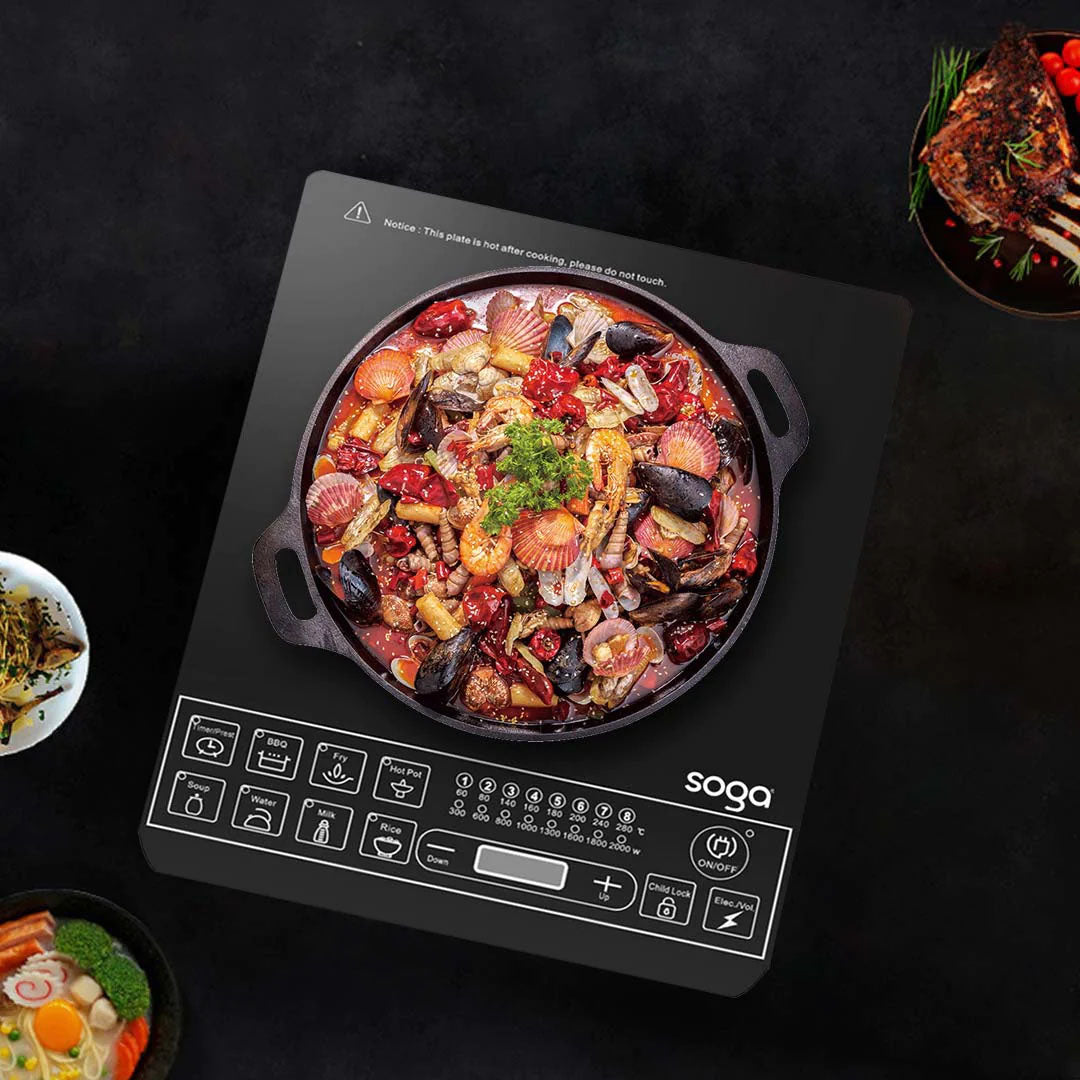 SOGA Electric Smart Induction Cooktop and 30cm Stainless Steel Induction Casserole Cookware • LUZ-ECookt-CASL4227