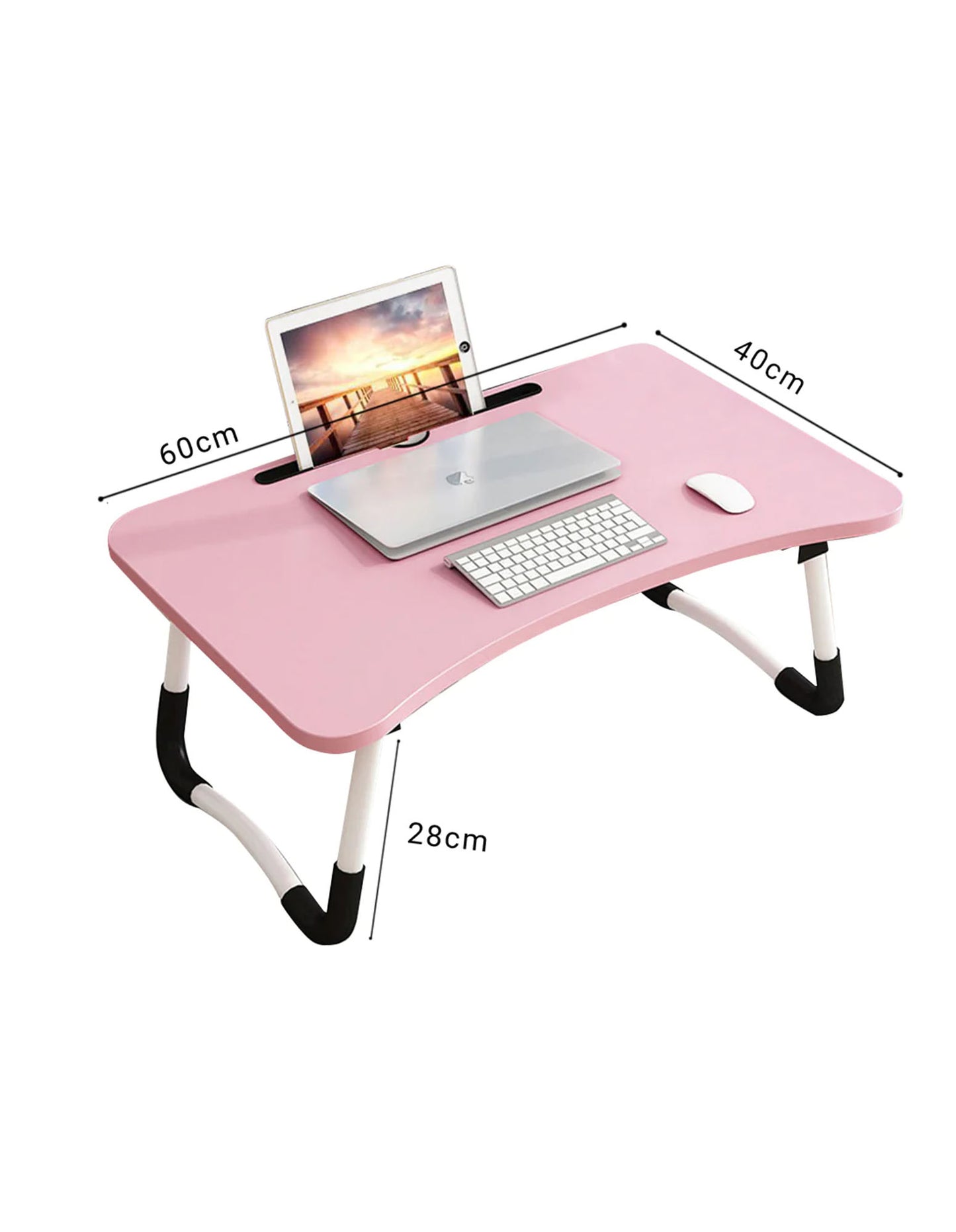 SOGA Pink Portable Bed Table Adjustable Foldable Bed Sofa Study Table Laptop Mini Desk with Notebook Stand Card Slot Holder Home Decor • LUZ-BedTableG44