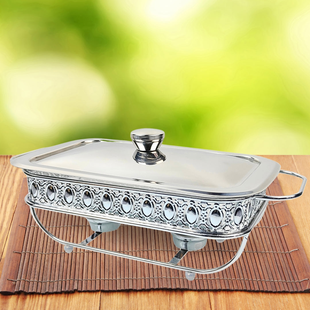 SOGA 2L Lace Edge Dining Stove Silver Color Portable Dining Cooking Appliance for Kitchen Essential • LUZ-ChafingDish6V18