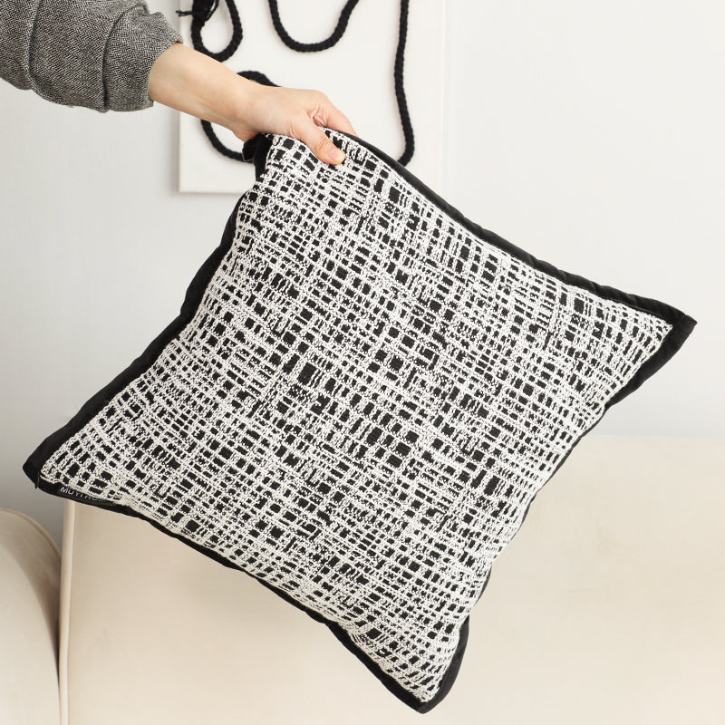 SOGA 2X 45cm Vintage Leopard Print Sofa Black & White Grid Wide Edge Square Throw Pillow • LUZ-FrenchCushion251X2