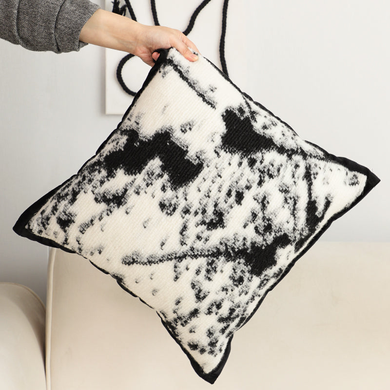 SOGA 2X 45cm Light Vintage Leopard Print Black & White Ink Splatter Wide-Edge SquareThrow Pillow • LUZ-FrenchCushion252X2