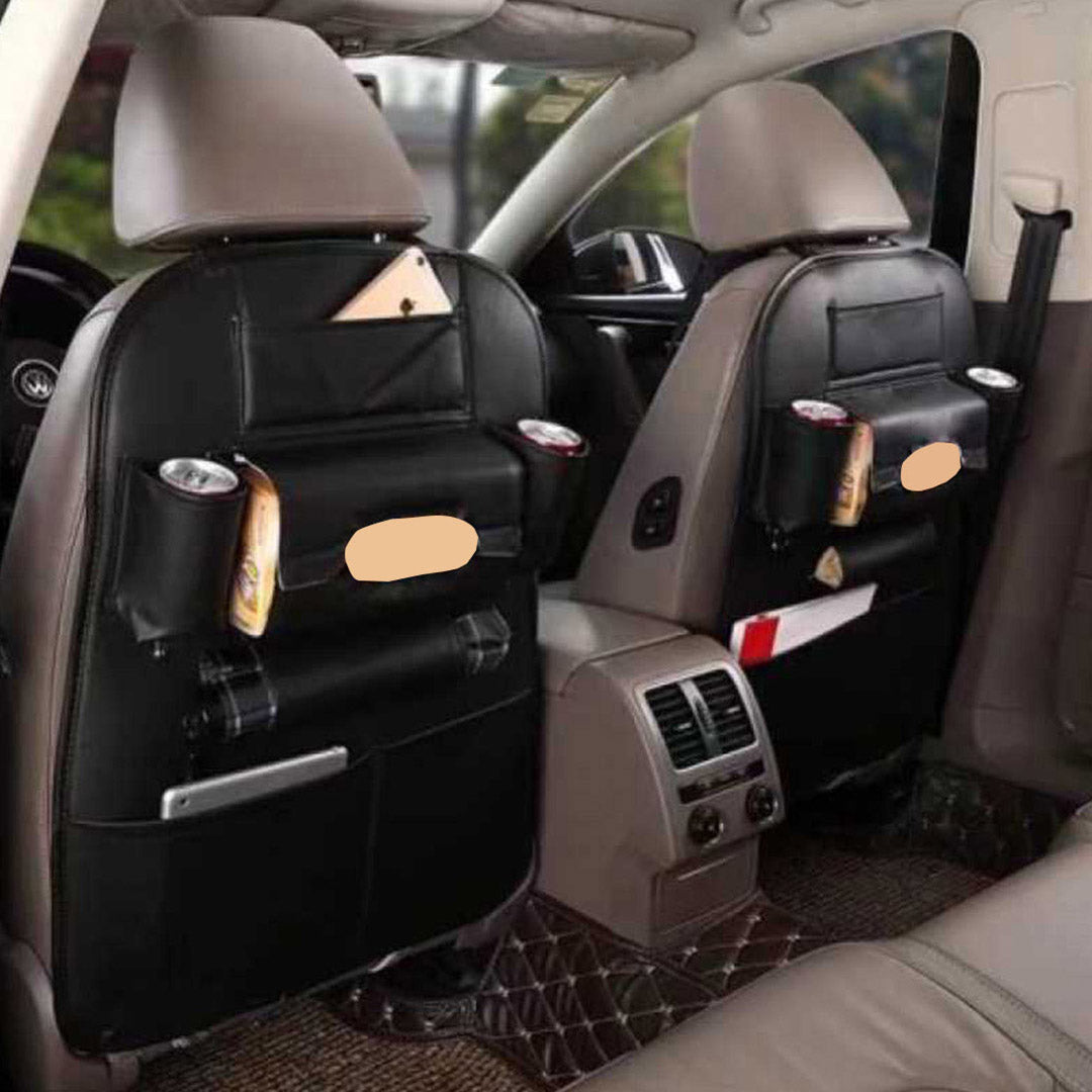 SOGA 2X PVC Leather Car Back Seat Storage Bag Multi-Pocket Organizer Backseat and iPad Mini Holder Black • LUZ-CarStorage1SeatBagBLKX2