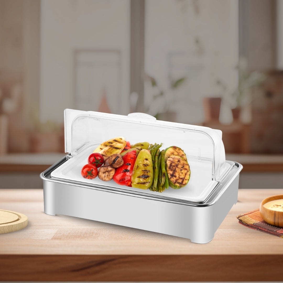 SOGA 59x38.5cm Silver Color Ceramic Serving Bowl Chafing Dish for Kitchen Essential • LUZ-ChafingDish6V12