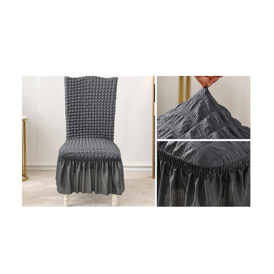 SOGA 2X Dark Grey Chair Cover Seat Protector with Ruffle Skirt Stretch Slipcover Wedding Party Home Decor • LUZ-Chaircov25EX2
