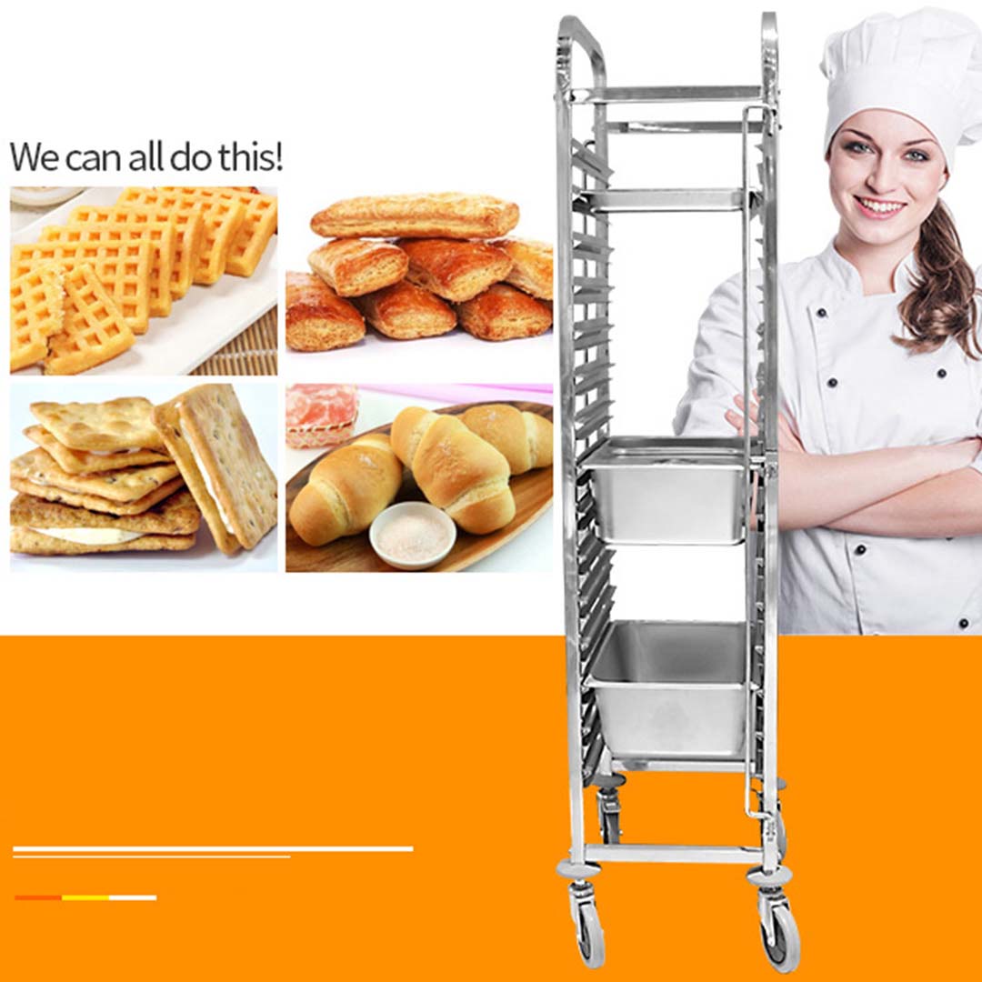 SOGA Gastronorm Trolley 16 Tier Stainless Steel Bakery Trolley Suits GN 1/1 Pans • LUZ-GastronormRackingTrolley305