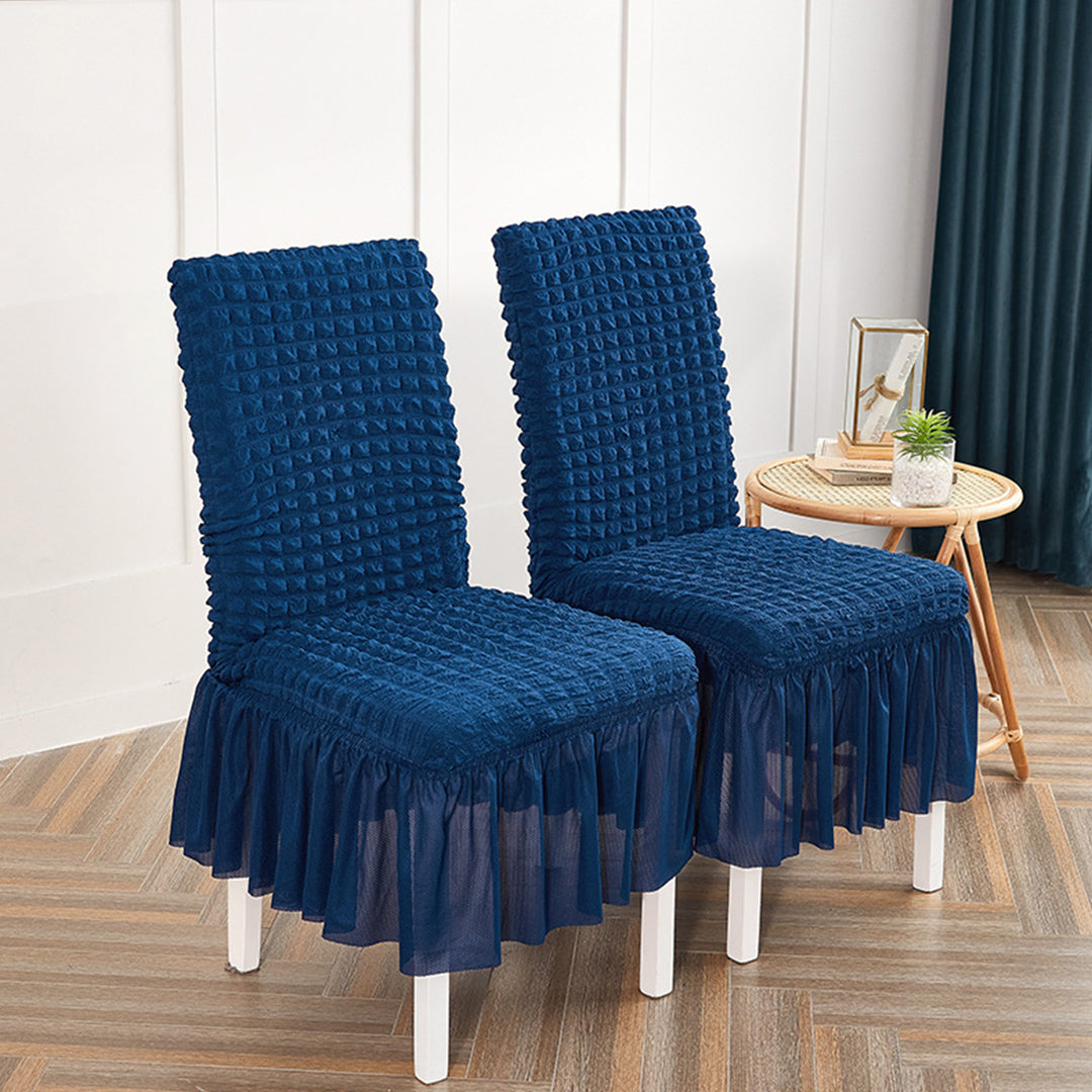 SOGA Blue Chair Cover Seat Protector with Ruffle Skirt Stretch Slipcover Wedding Party Home Decor • LUZ-Chaircov22B