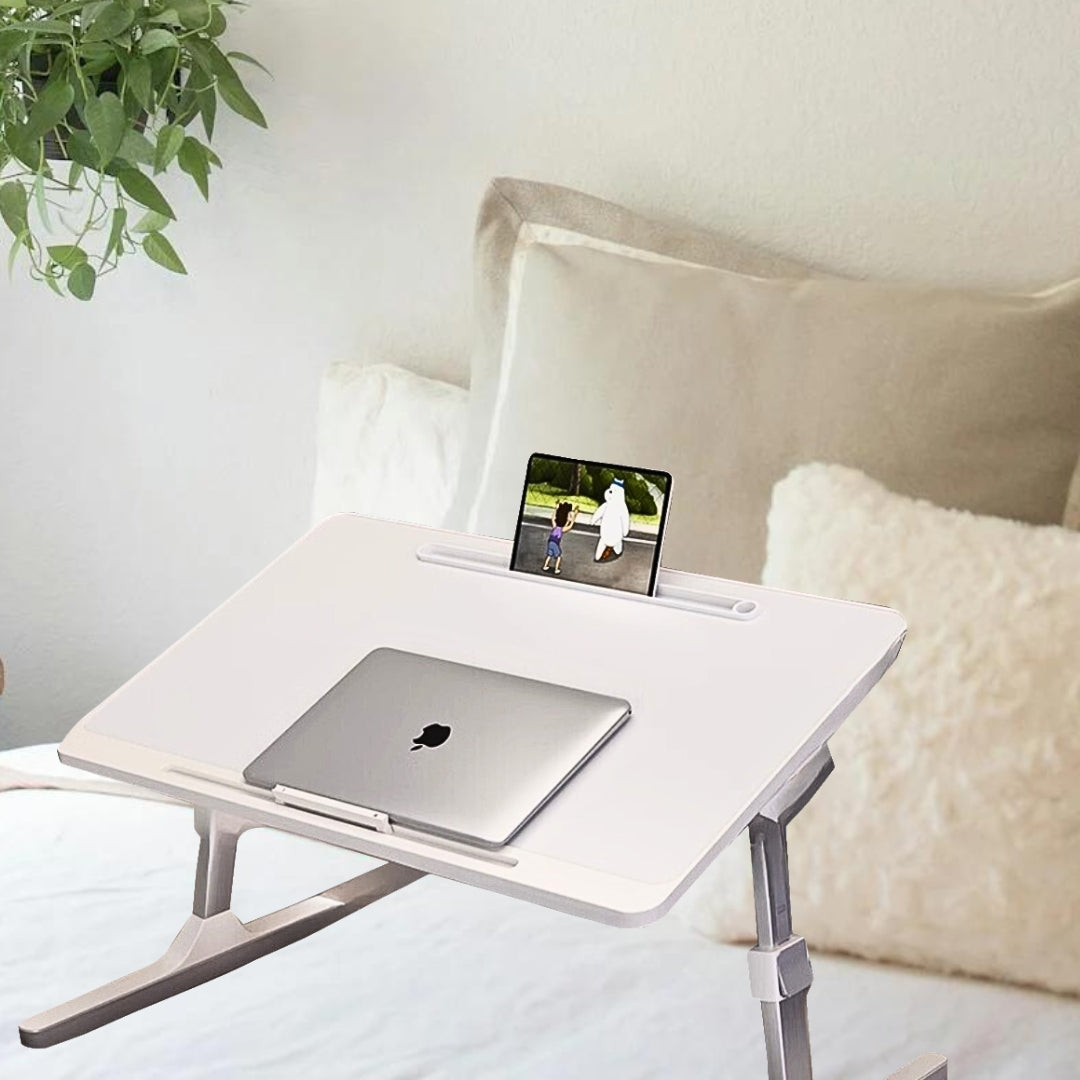 SOGA 60X40cm White Small Laptop Bed Portable Foldable Study Table Adjustable • LUZ-BedTableA9X2
