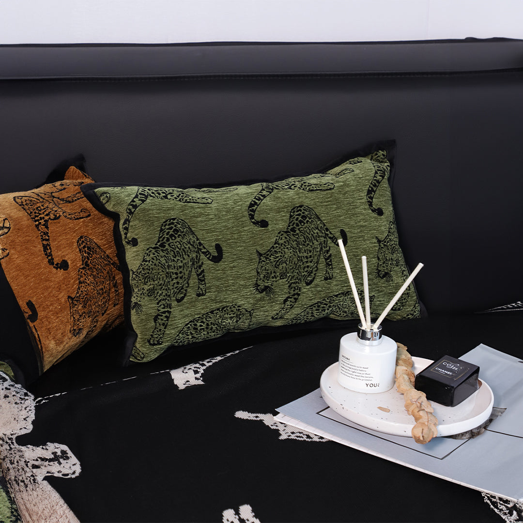 SOGA 2X 30cm Throw Pillow Green Leopard Lumbar Decorative Cushion for Living Room Home Decor • LUZ-FrenchCushion298X2