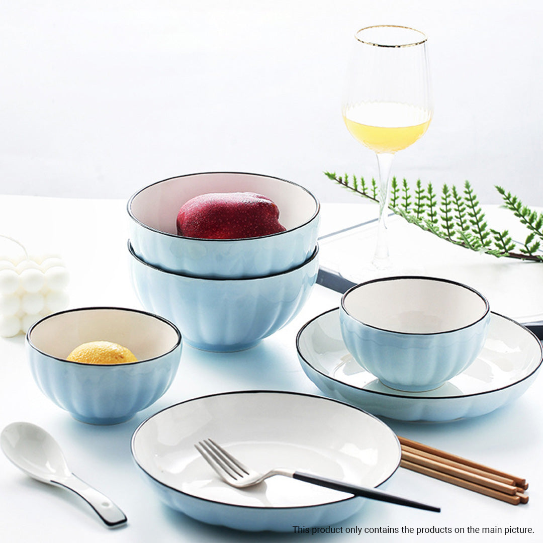 SOGA Blue Japanese Style Ceramic Dinnerware Crockery Soup Bowl Plate Server Kitchen Home Decor Set of 7 • LUZ-BowlG302