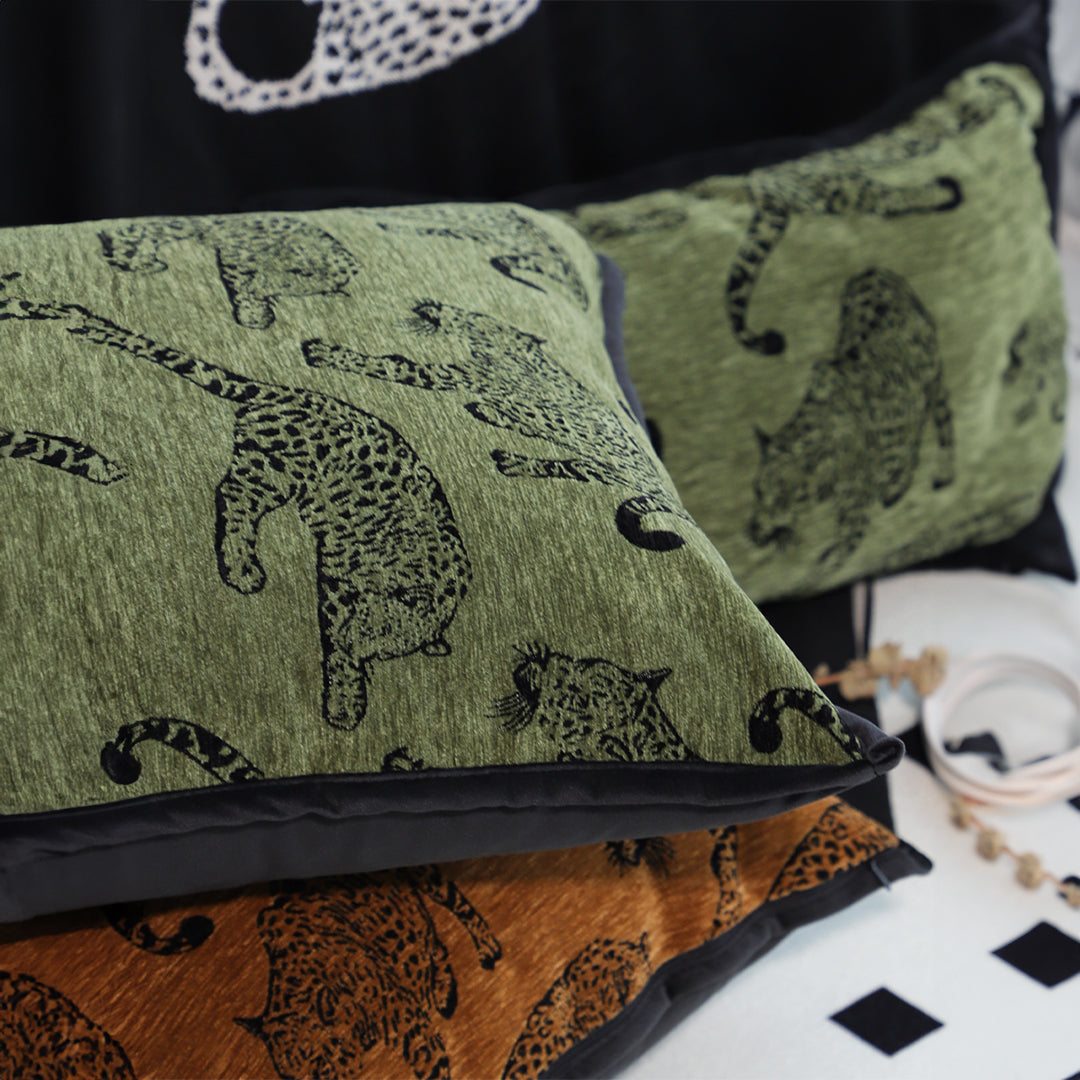 SOGA 2X 40cm Throw Pillow Green Leopard Square Retro Decorative Cushion for Living Room • LUZ-FrenchCushion297X2