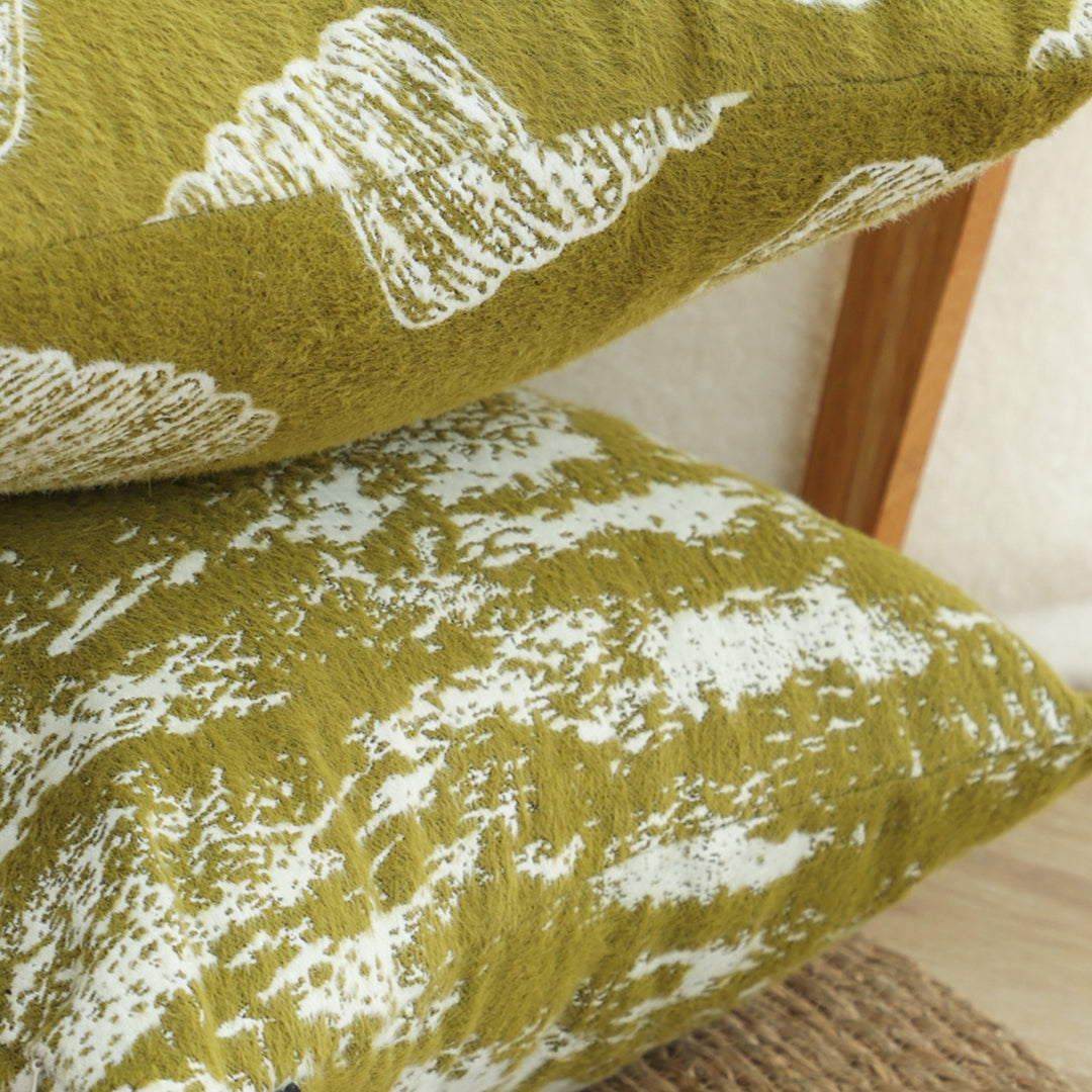 SOGA 50cm Throw Pillow White and Olive Green Plush Polyester Fiber and Cotton for Home Decor • LUZ-FrenchCushion328