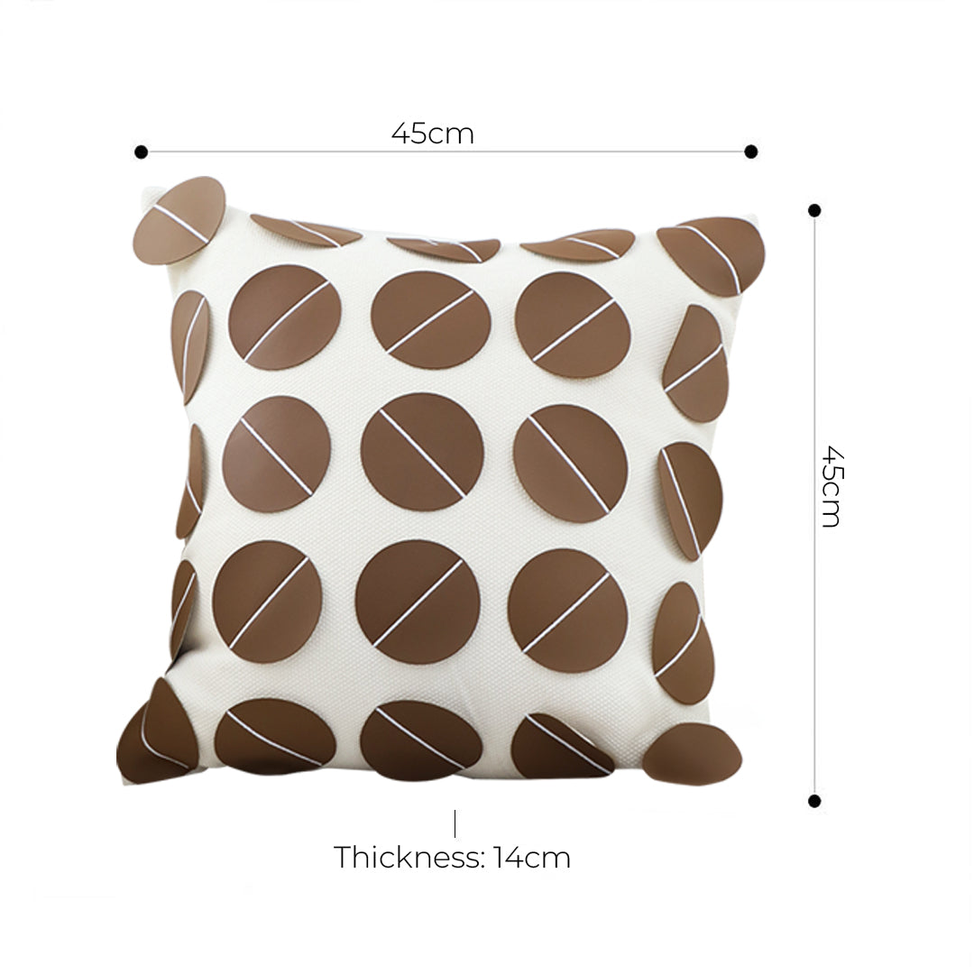 SOGA 2X 45cm Brown Leather Square Pillow with 3D Circle Pattern Decorative Cushion for Living Room • LUZ-FrenchCushion285X2