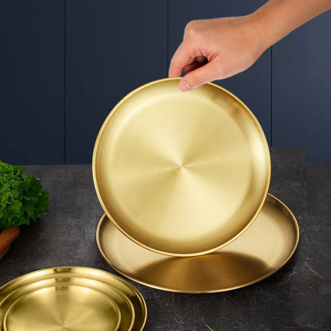 SOGA 17cm Premium Gold Grilling Plate Durable, Heat Resistant Perfect for BBQs and Outdoor Cooking Kitchen Essential • LUZ-VICPlate58