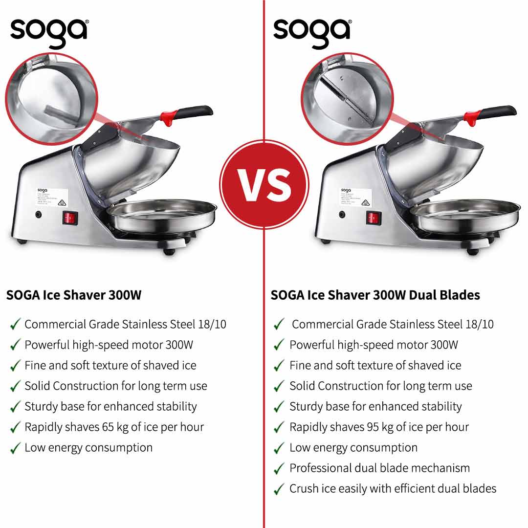SOGA Dual Blade Ice Shaver Electric Stainless Steel Ice Crusher Slicer Machine Commercial • LUZ-IceShaverSilverDouble