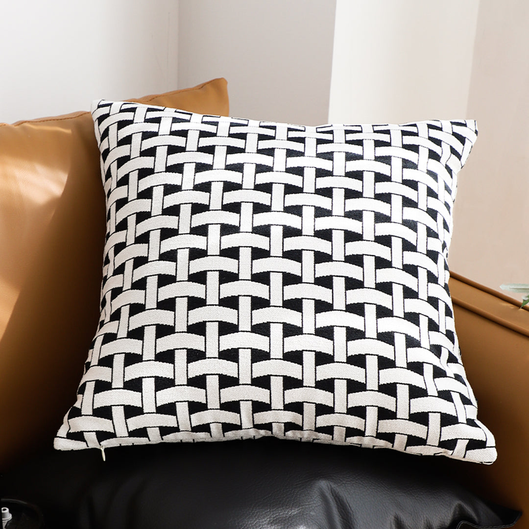 SOGA 50cm Black & White Pattern Throw Pillow Thick Comfort Pro Polyester Fiber Cotton for Home Decor • LUZ-FrenchCushion340