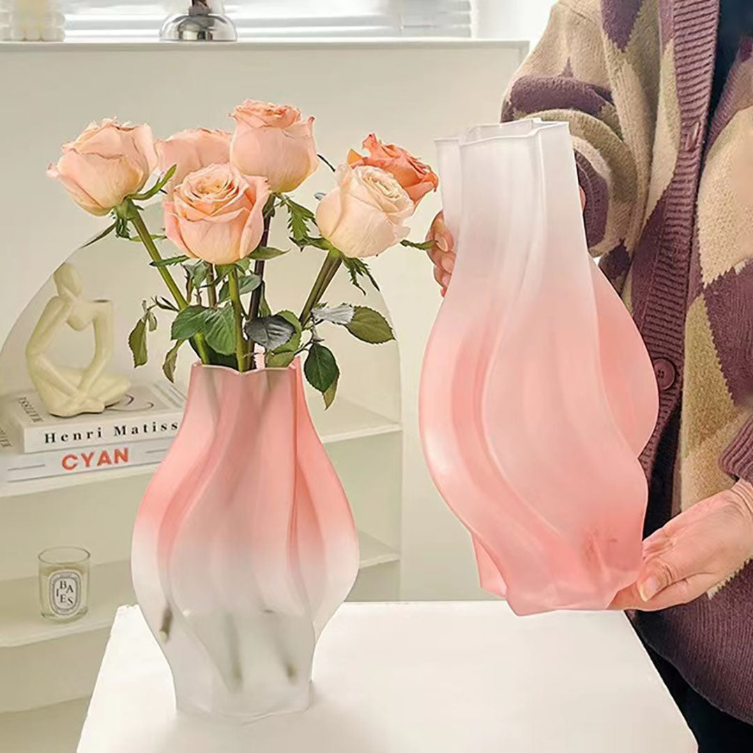 SOGA 25cm Pink Glass Vase Art Blown Hand Flower Tall Vintage Art Vases • LUZ-GVasePNK25