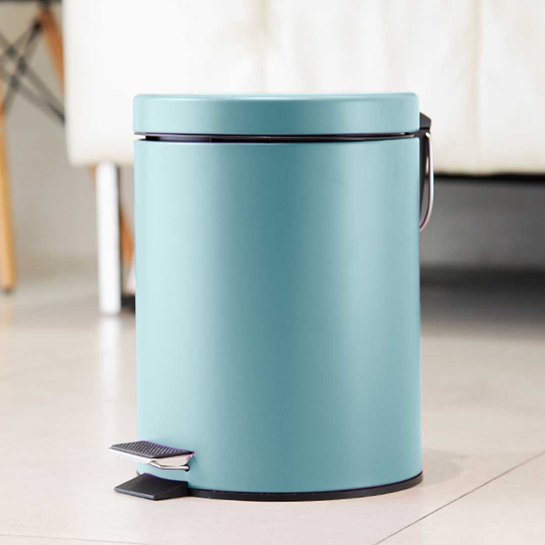 SOGA 2X 12L Foot Pedal Stainless Steel Rubbish Recycling Garbage Waste Trash Bin Round Blue • LUZ-RubbishBinRound12LBlueX2