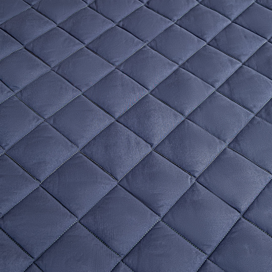 SOGA Blue 138cm Wide Cross-Hatch Mattress Cover Thick Quilted Stretchable Bed Spread Sheet Protector with Pillow Covers • LUZ-BCover4008