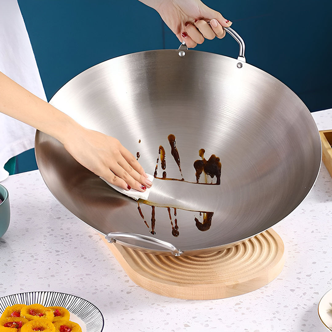 SOGA 43cm Stainless Steel Kitchen Cooking Wok with 2 Sturdy Handles • LUZ-WokCom43
