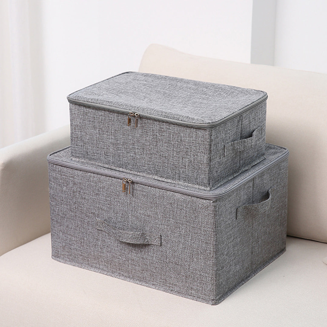 SOGA 2X Grey Small Portable Double Zipper Storage Box Moisture Proof Clothes Basket Foldable Home Organiser • LUZ-SBox021X2