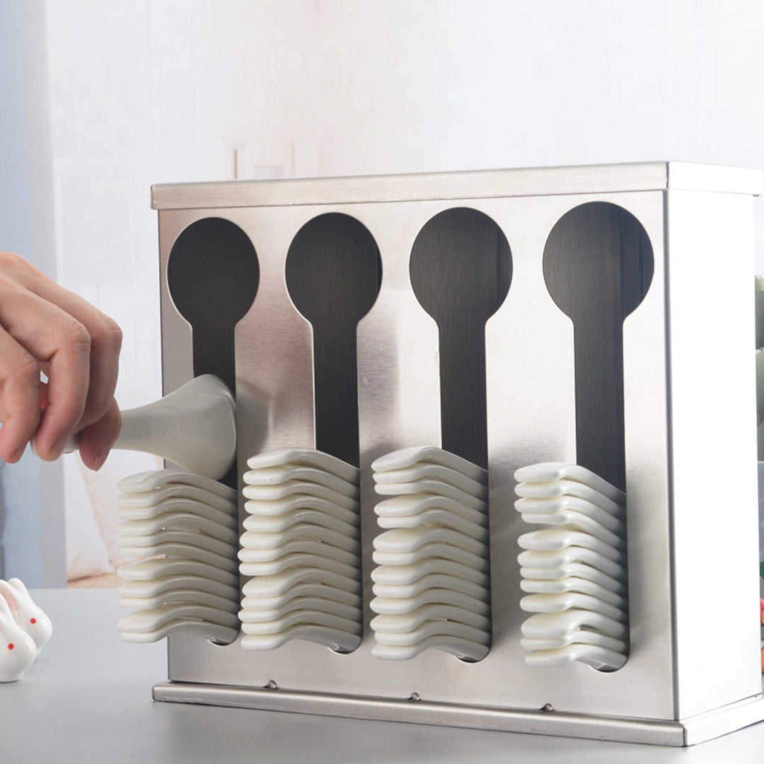 SOGA 2X Stainless Steel Buffet Restaurant Spoon Utensil Holder Storage Rack 4 Holes • LUZ-CutleryHolder4631X2