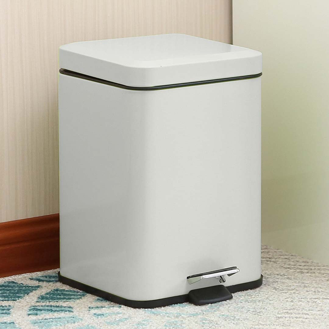 SOGA Foot Pedal Stainless Steel Rubbish Recycling Garbage Waste Trash Bin Square 6L White • LUZ-RubbishBinSquare6LWhite
