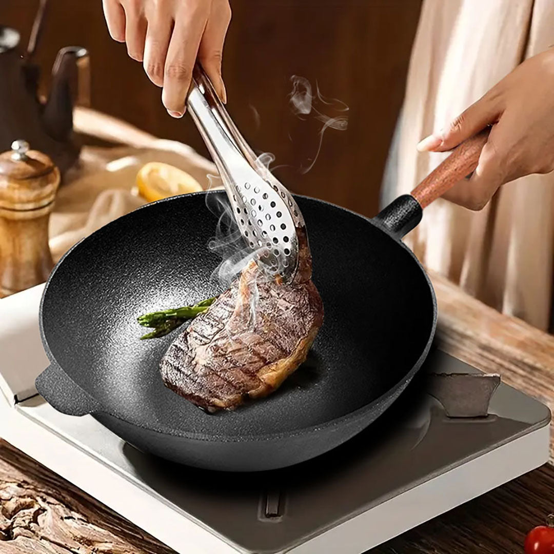 SOGA 2X 31cm Commercial Cast Iron Wok FryPan Fry Pan • LUZ-ZPai012X2