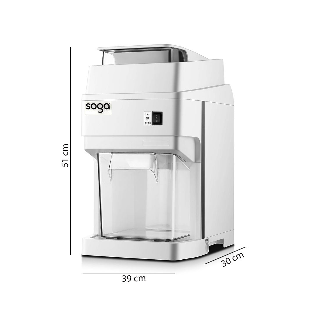 SOGA 300 Watts Electric Ice Shaver Crusher Slicer Snow Cone Maker Commercial Tabletop Machine 120kgs/h White • LUZ-CommercialElectricIceShaver288
