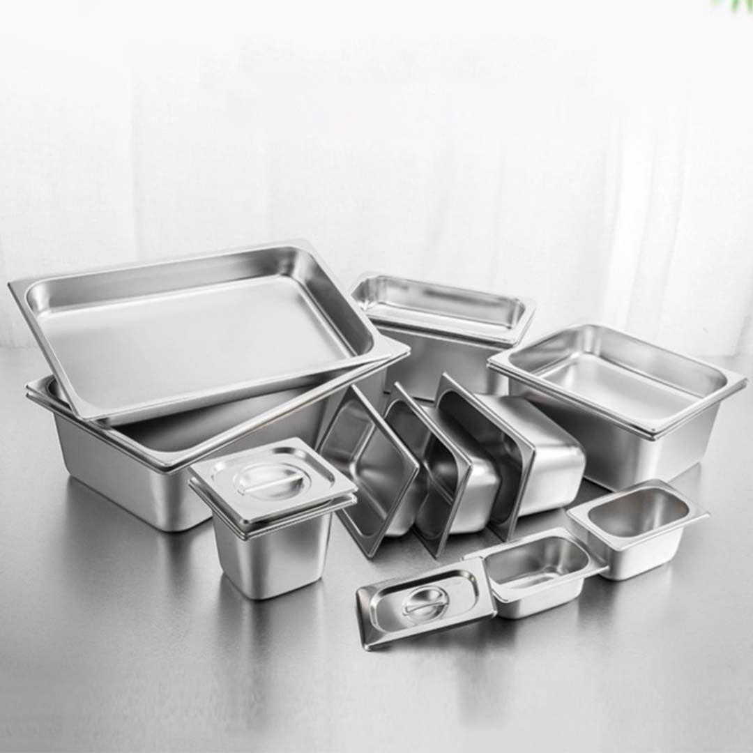 SOGA Gastronorm GN Pan Full Size 1/1 GN Pan 20cm Deep Stainless Steel Tray With Lid • LUZ-GP5406wLidX1