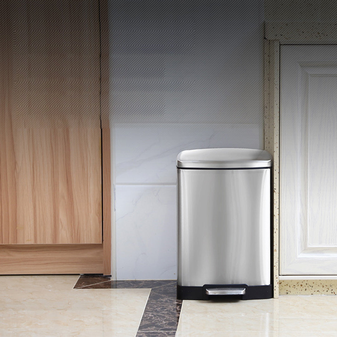 SOGA Foot Pedal Stainless Steel Rubbish Recycling Garbage Waste Trash Bin Rectangular Shape 12L Silver • LUZ-RubbishBinU12L05