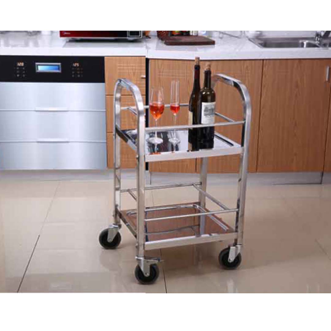 SOGA 2 Tier 500x500x950 Stainless Steel Square Tube Drink Wine Food Utility Cart • LUZ-FoodCart1215