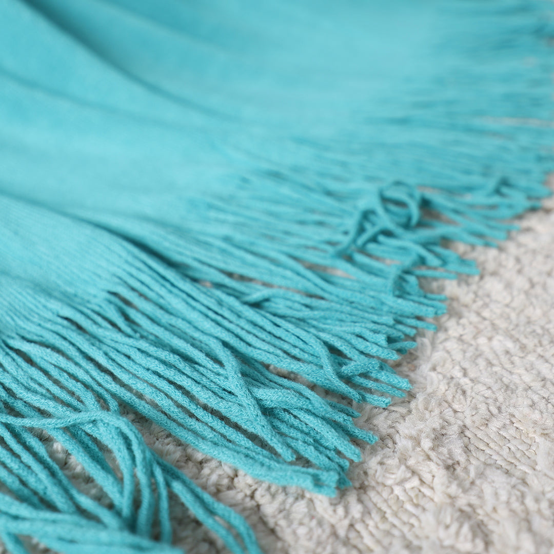 SOGA 2X Teal Acrylic Knitted Throw Blanket Solid Fringed Warm Cozy Woven Cover Couch Bed Sofa Home Decor • LUZ-Blanket908X2