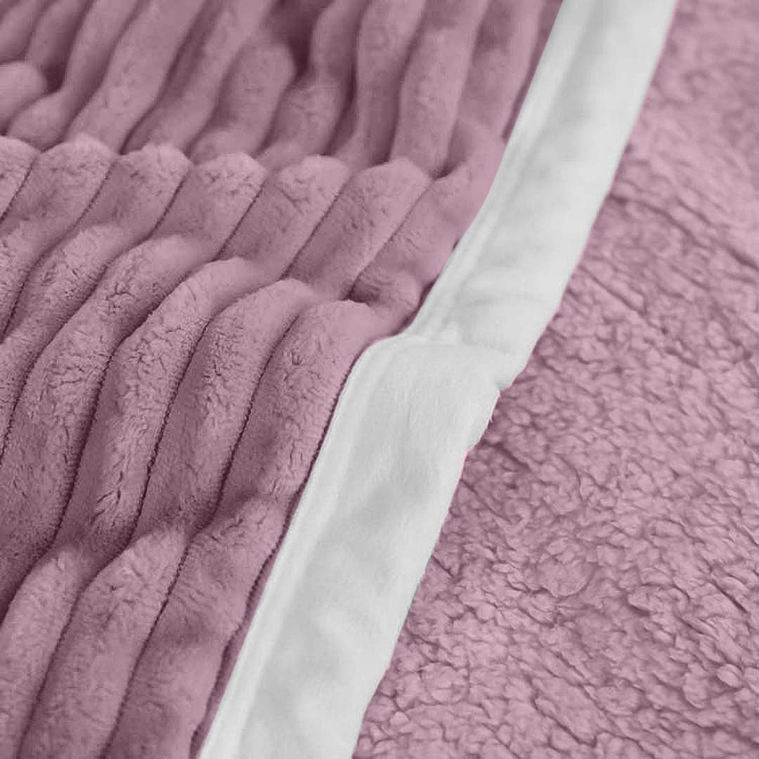SOGA 2X Throw Blanket Warm Cozy Double Sided Thick Flannel Coverlet Fleece Bed Sofa Comforter Purple • LUZ-Blanket311X2