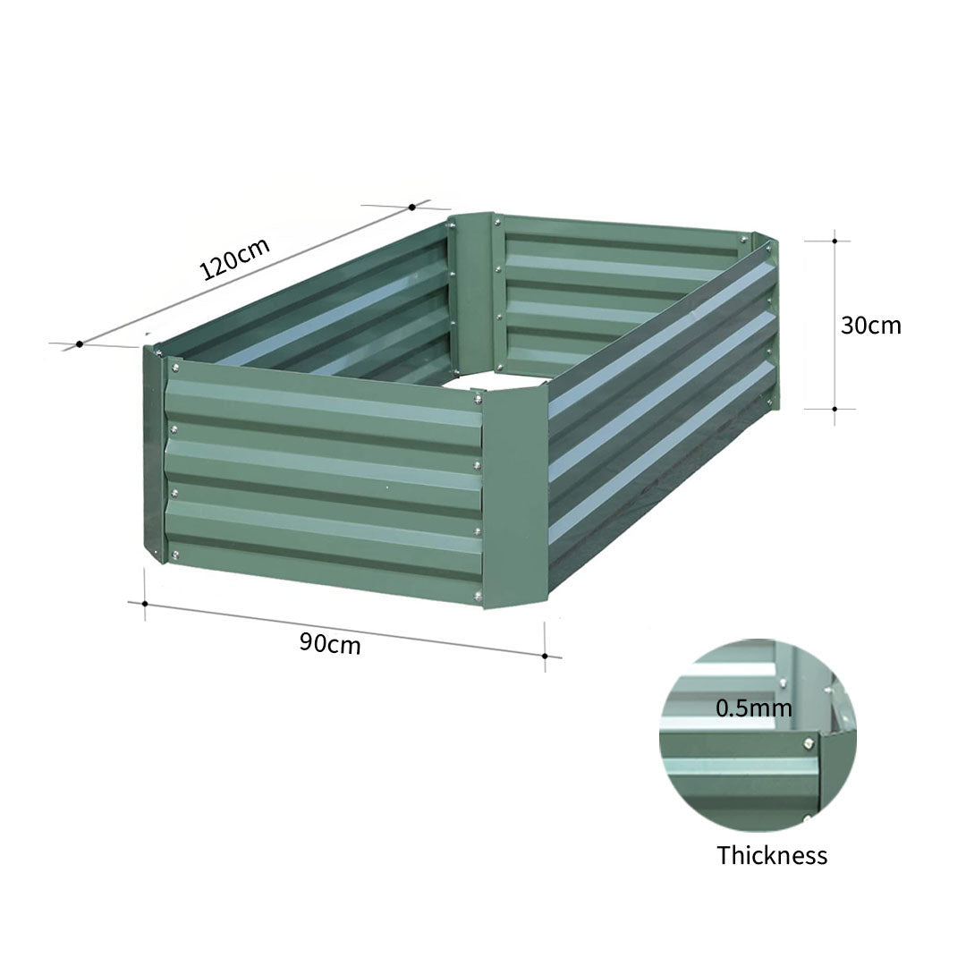 SOGA 2X 120X90cm Rectangle Galvanised Raised Garden Bed Vegetable Herb Flower Outdoor Planter Box • LUZ-MetalBGre514X2
