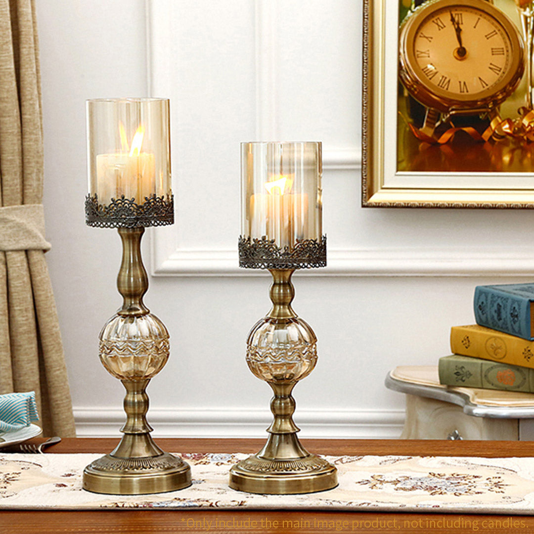 SOGA 47cm Glass Candle Holder Candle Stand Glass/Metal • LUZ-CandleStickALarge