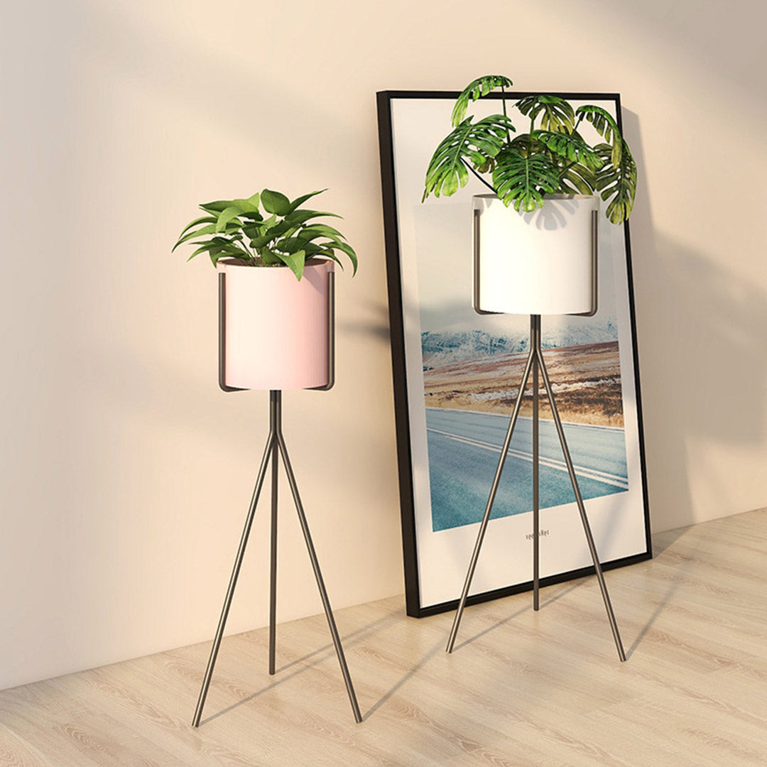 SOGA 4X 70cm Tripod Flower Pot Plant Stand with White Flowerpot Holder Rack Indoor Display • LUZ-FPotH70WHTX4