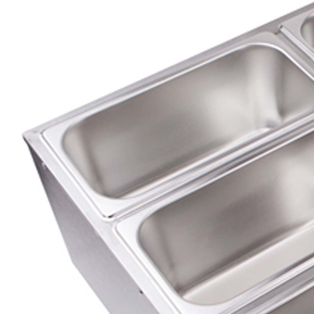 SOGA 2X Stainless Steel 6 X 1/3 GN Pan Electric Bain-Marie Food Warmer with Lid • LUZ-FoodWarmer743X2