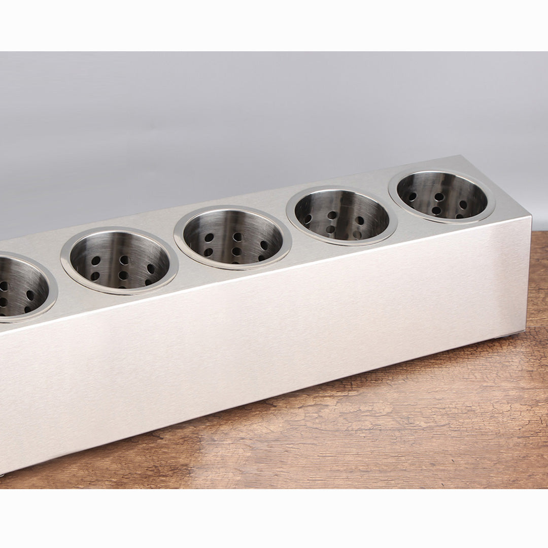 SOGA 18/10 Stainless Steel Commercial Conical Utensils Cutlery Holder with 5 Holes • LUZ-CutleryHolder4603