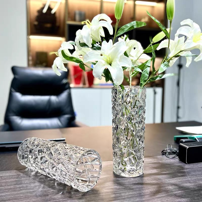 SOGA 30cm Sleek Clear Glass Vase Elegant Wide Crystal Design for Modern Home Décor • LUZ-GVaseClearSML