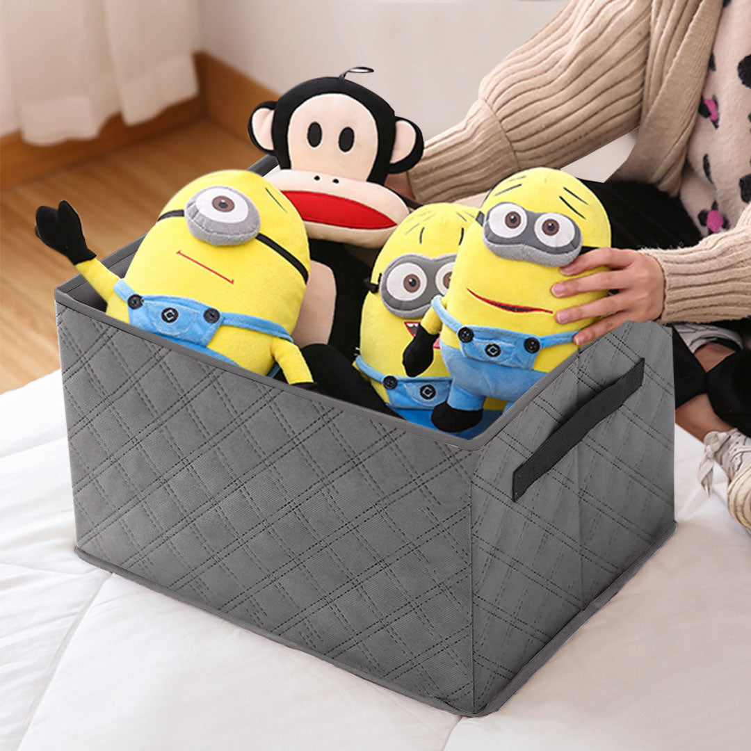 SOGA Small Grey Non-Woven Diamond Quilt Grid Fabric Storage/Organizer Box • LUZ-SBox041