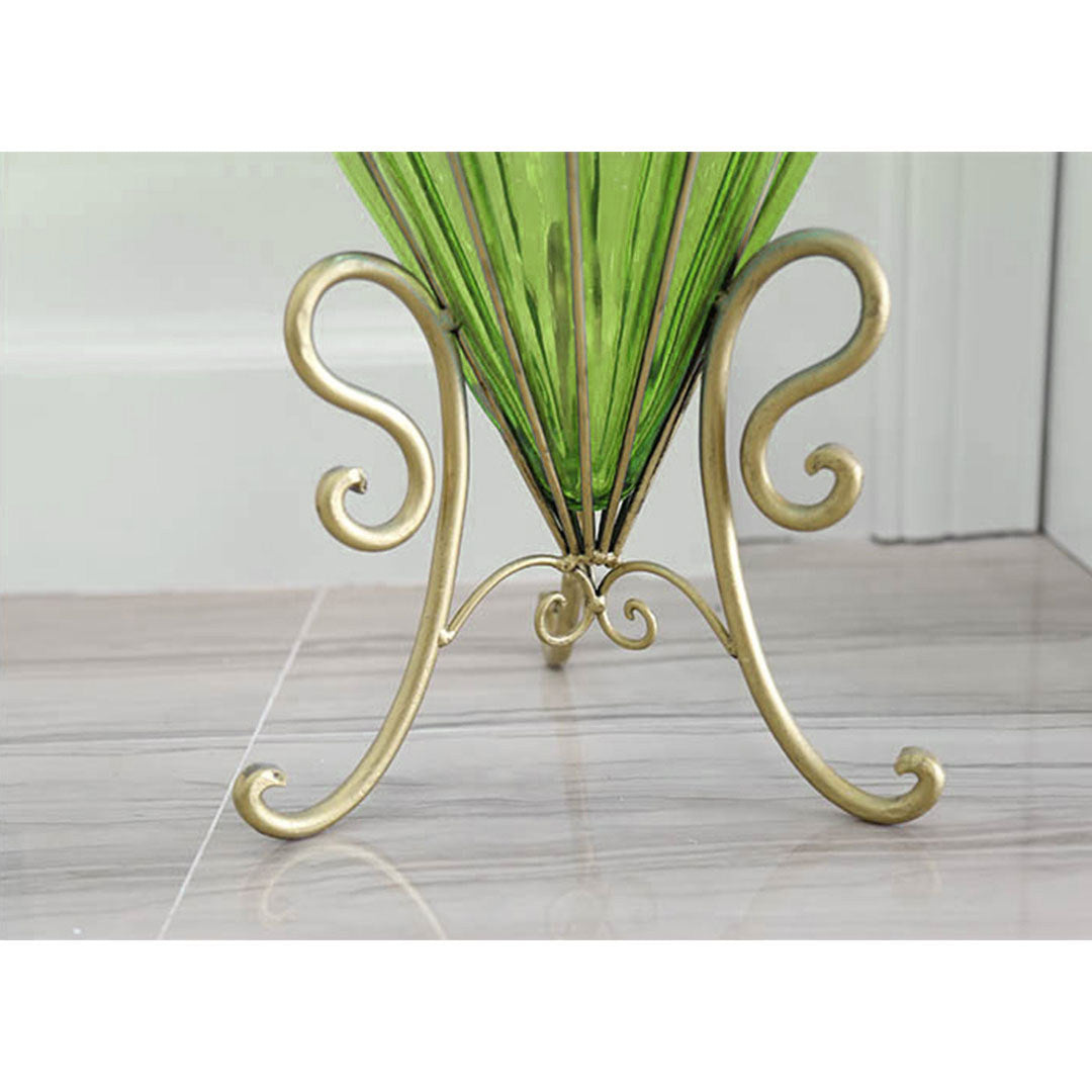 SOGA 67cm Green Glass Tall Floor Vase with 10pcs White Artificial Fake Flower Set • LUZ-Vase0053GreenwWhiteF10