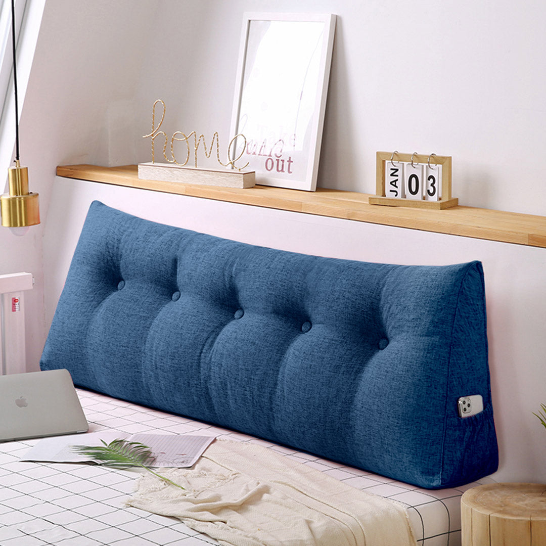 SOGA 120cm Blue Triangular Wedge Bed Pillow Headboard Backrest Bedside Tatami Cushion Home Decor • LUZ-Pillow4112