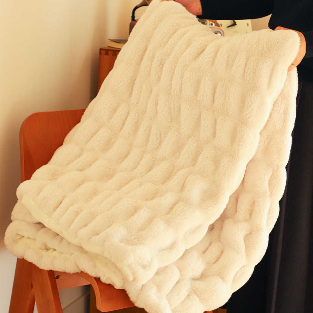 SOGA 2X 150x200cm Throw Blanket White Double Layer Rabbit Fur Cozy Comfort with Stylish Decor • LUZ-BlanketFur340X2