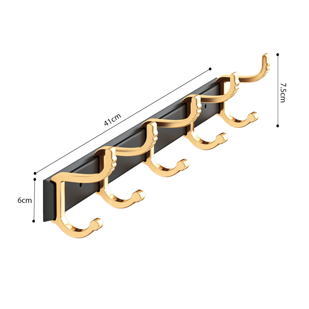 SOGA 41cm Wall Mounted Towel Rack Space-Saving Hanger Organiser with Durable Hooks • LUZ-TAN1014