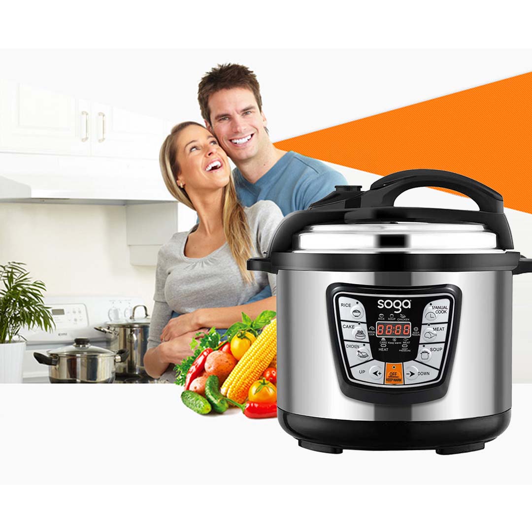 SOGA 2X Stainless Steel Electric Pressure Cooker 8L Nonstick 1600W • LUZ-ElectricPressureCooker8LX2